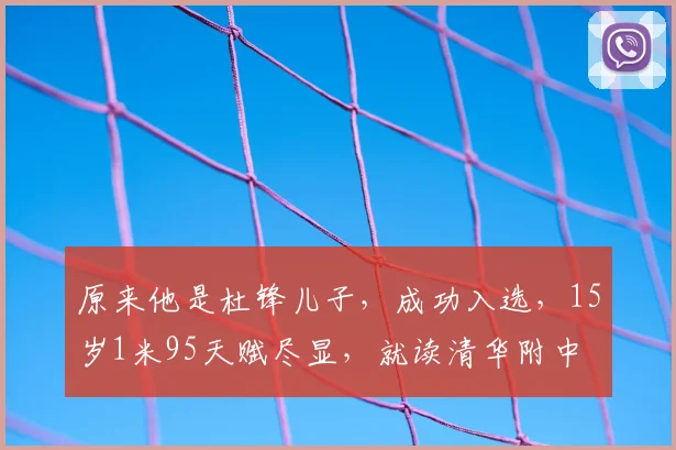 原来他是杜锋儿子，成功入选，15岁1米95天赋尽显，就读清华附中